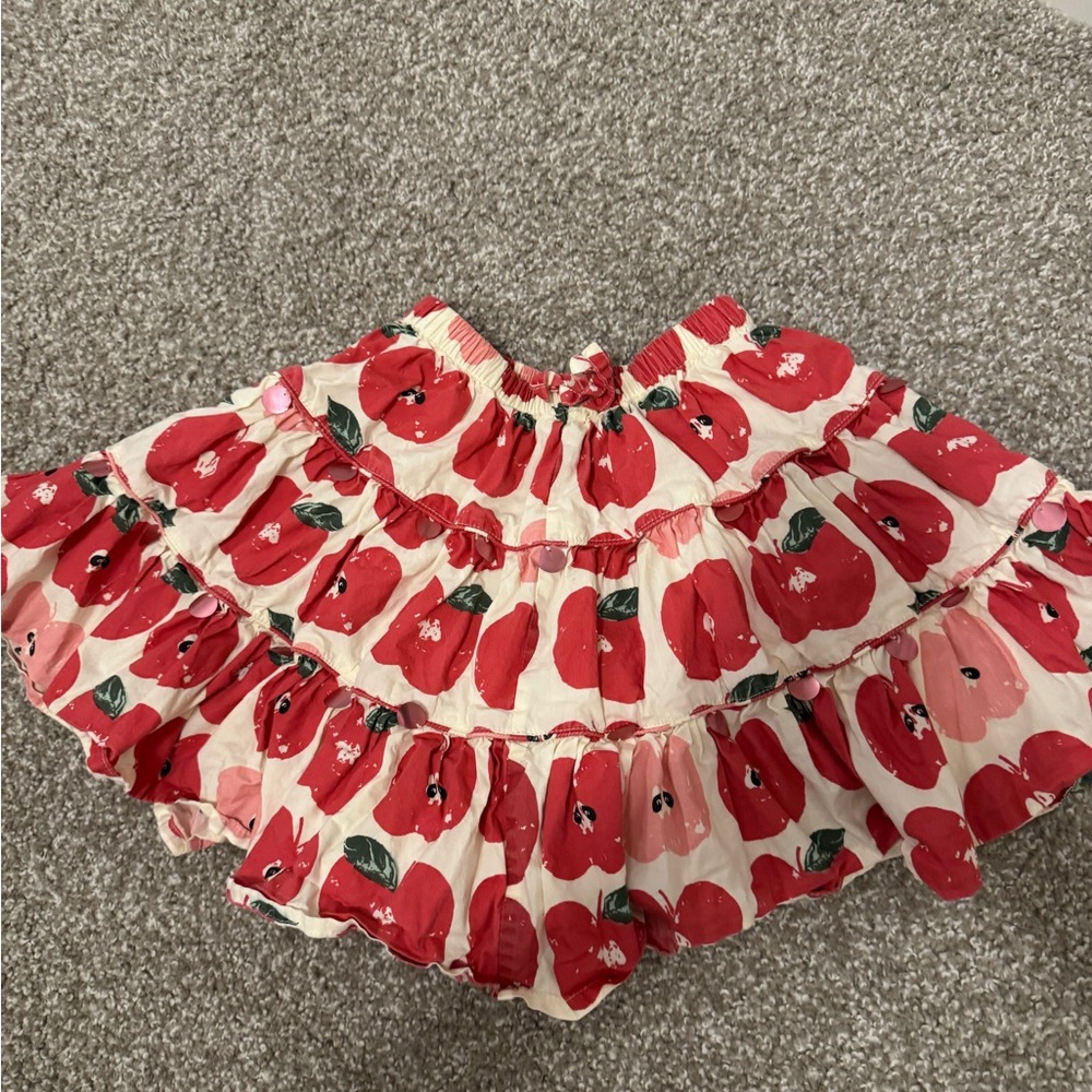 Pink Chicken Red and Pink Apple Skirt. Girl Size 6